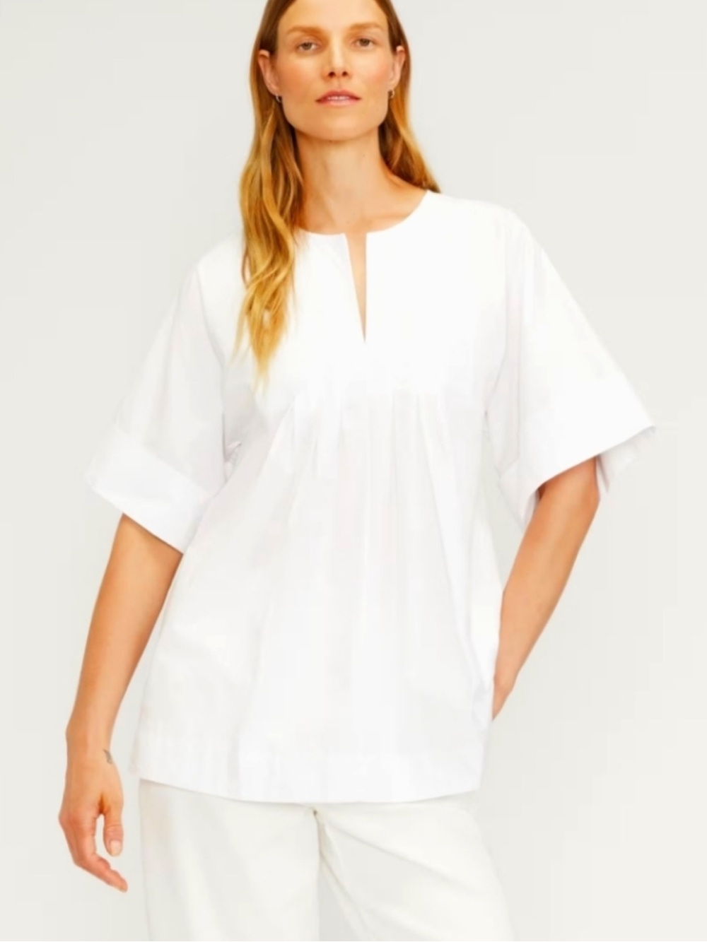 Everlane White Poplin Oversized Relaxed Fit Tunic Blouse 100% Cotton Size Small